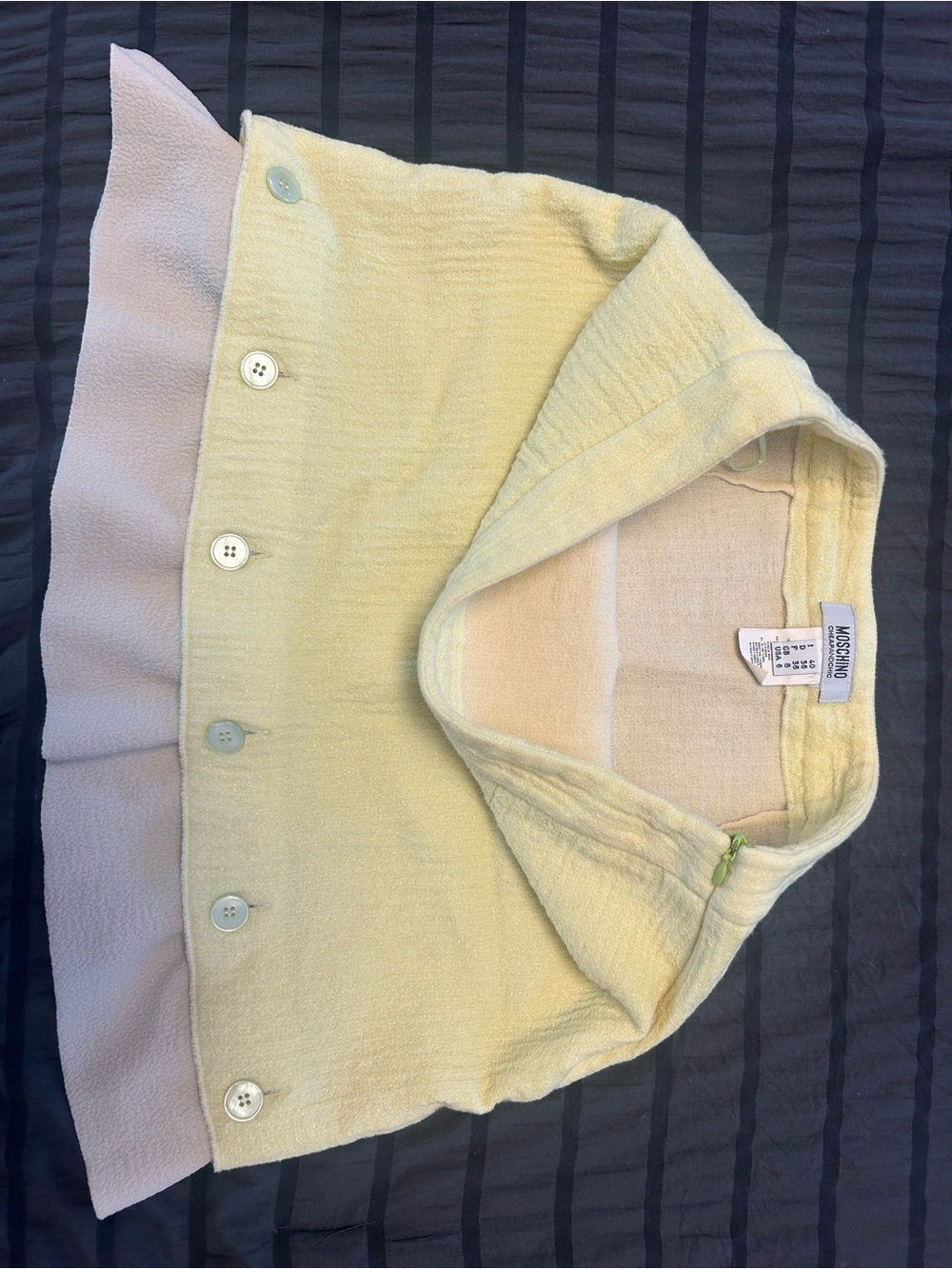 Moschino Pale Yellow Mini Skirt with Cream Ruffle